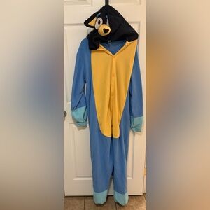 Blue and Yellow dog Button-Up Onesie